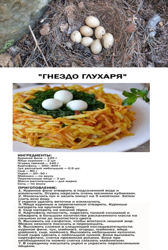 Салат "Гнездо глухаря": рецепт и приготовление Салат "Гнездо глухаря": рецепт и приготовление